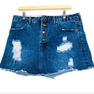 FOREVER 21 Distressed Denim Skirt